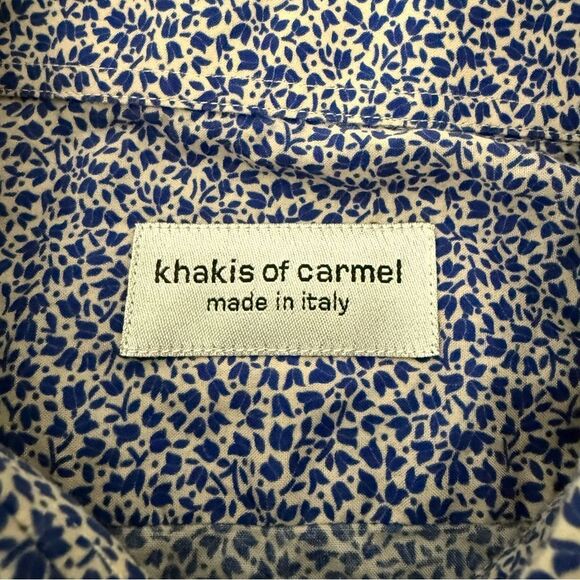 Khakis of Carmel Shirt Mens Sz 16.5/42 Blue Floral Long Sleeves Button Up Italy - Picture 8 of 12
